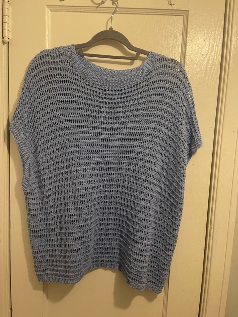 Max Studio Light Blue Open-Weave Scoop Neck Sweater (item 32)